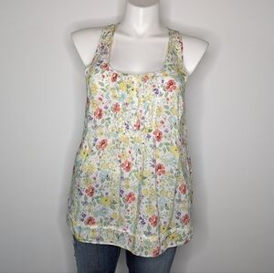 ✨3/$15 Kirra white yellow colorful floral tank top XL